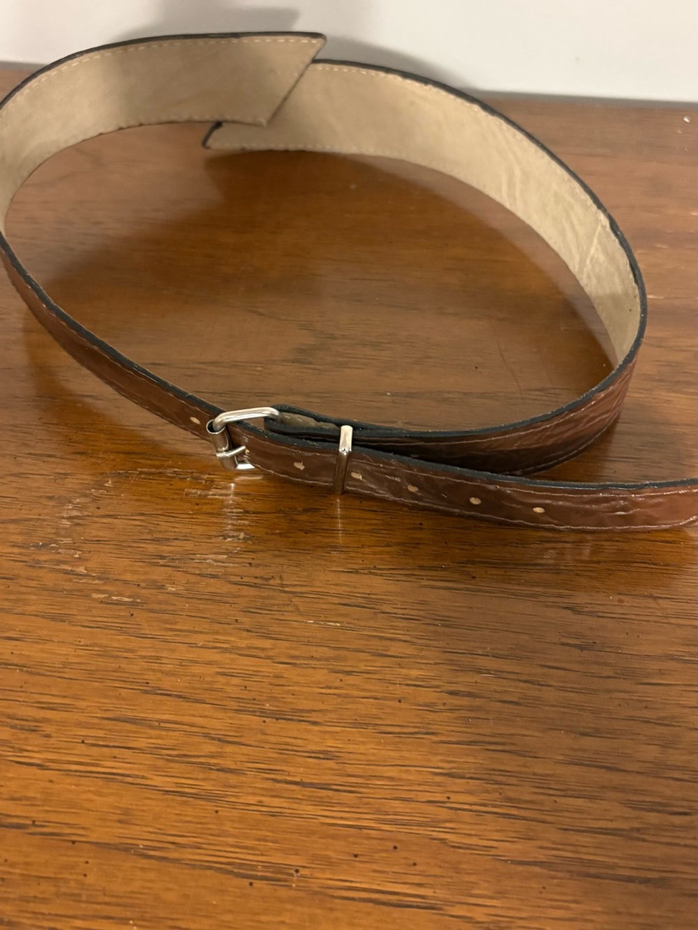 Vintage Brown Leather Belt with Silver Buckle